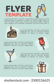 Simple vector flyer template. Reselling services and goods for holidays, event, birthdays, parties. Layout for printing brochures, advertisements, banners, handouts