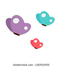 Simple vector of flying butterflies of lilac, pink and blue.