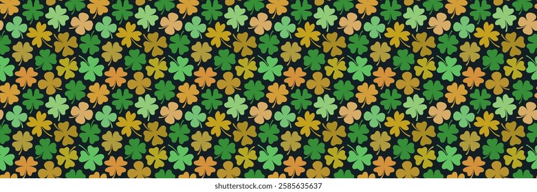 Simple vector four leaf clover seamless pattern, Cute floral background for Saint Patrick's Day