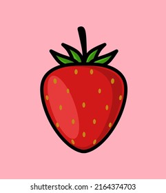 Einfache Vektorgrafik von frischen Erdbeeren, die in einer schönen rot-grünen Farbkombination hergestellt werden.