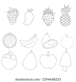 simple vector fruit without color or black and white