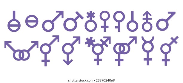 Simple vector gender identity symbols