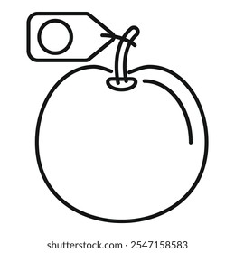 Vetor simples de uma maçã geneticamente modificada com um rótulo ligado