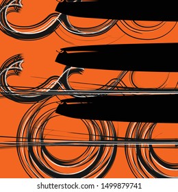 Simple vector geometric pattern minimal design orange black color retro backdrop wallpaper concept