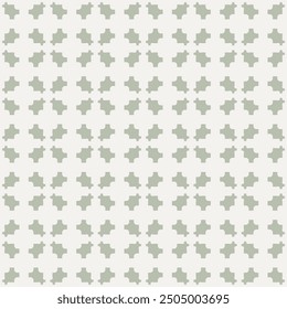 Simple vector geometric seamless pattern in oriental style. Sage green and white color ornament. Abstract background with elegant grid, lattice, curved shapes. Repeated geo design for decor, textile