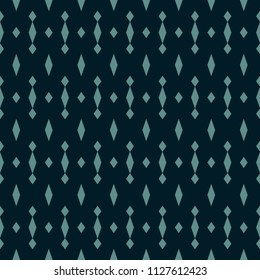 Simple vector geometric texture with rhombuses. Diamonds seamless pattern. Abstract ornamental background in black and teal colors. Classic repeatable design for decor, prints, covers, wallpapers, web