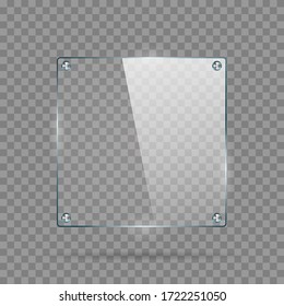 Simple vector de marco de vidrio con remaches de acero. Fondo controlado.