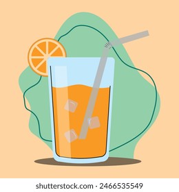 simple vector glass of orange juice, summer design element