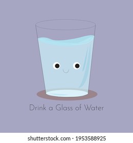 Simple vector a glass of water with cute smile face