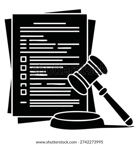 Simple vector glyph icon of penalty symbolizing rule violation fine punishment regulation law warning and enforcement concept