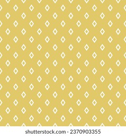 Simple vector golden minimal seamless pattern with small outline diamonds, rhombuses. Trendy luxury minimalist background. Abstract texture in gold color. Repeat geometric design for decor, wallpaper