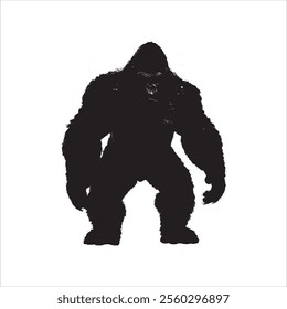 Simple vector gorilla standing in black 