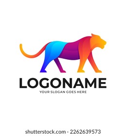 Simple vector gradient Tiger, cougar logo icon illustration