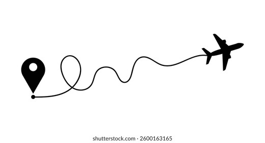 Simple Vector Graphic of Airplane Flight Path vector