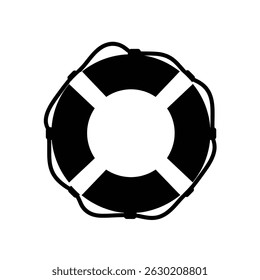 A simple vector graphic of a black and white life preserver isolated on a white background