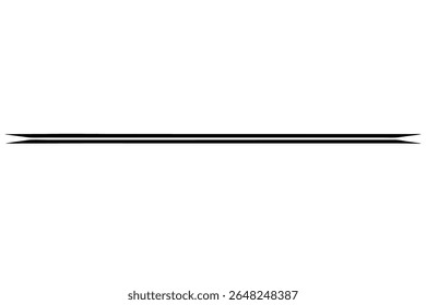 A simple vector graphic featuring a thin black double line silhouette against a white background. The lines are parallel with slightly angled ends. The style is minimal and geometric.