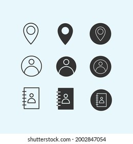 Simple vector graphic illustration of app icons, like home, profile, mail, location and contacts. Great for posters, banners, flyers, flyers, business, feeds, webinar posters, bus business