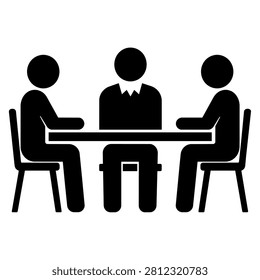 Simple vector graphic illustration of people sitting at a meeting table