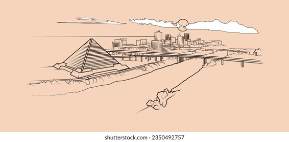 Simple vector graphic of the Memphis, Tennessee cityscape