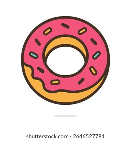 Einfache Vektorgrafik eines rosa Donuts mit Glasur.