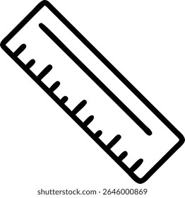 Eine einfache Vektorgrafik eines Lineals, perfekt für die Illustration von Messungen, Schulmaterial oder jedem Design, das ein geradliniges Element benötigt.