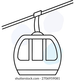 Simple vector graphic of ski lift with cable and car
