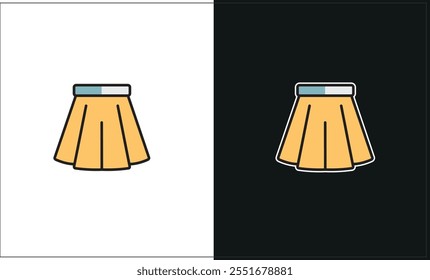 A simple vector graphic of a skirt, shown on both a white and black background.