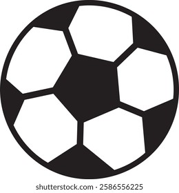 Simple vector graphic of a soccer ball, perfect for representing the world s most popular sport, evoking feelings of competition, teamwork, and athleticism