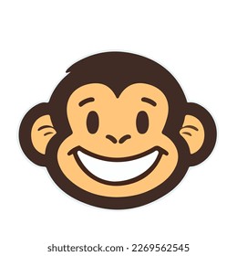Simple vector graphics, monkey head. A simple logo or pictogram of a smiling monkey.