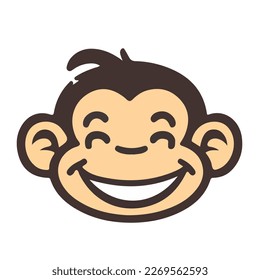 Simple vector graphics, monkey head. A simple logo or pictogram of a smiling monkey.