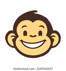 Simple vector graphics, monkey head. A simple logo or pictogram of a smiling monkey.