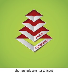Simple vector green christmas card tree