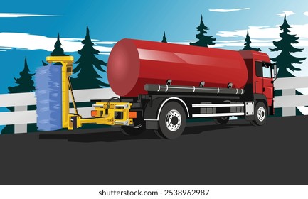 simple vector of a Guardrail Cleaning Truck