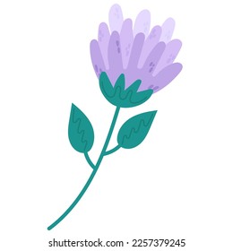 Simple vector hand draw flowers with branches and leafs naturals. Spring flower elements.