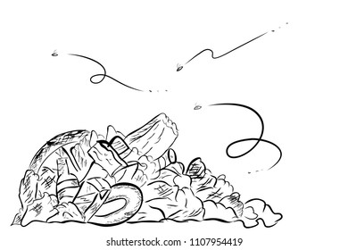 simple vector hand draw sketch, Trash