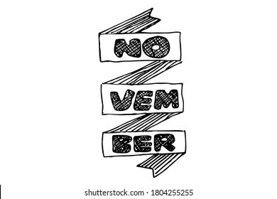 Simple Vector Hand Draw Sketch Lettering, Text November at Ribbon
