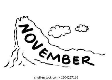 Simple Vector Hand Draw Sketch Lettering, Hello November

