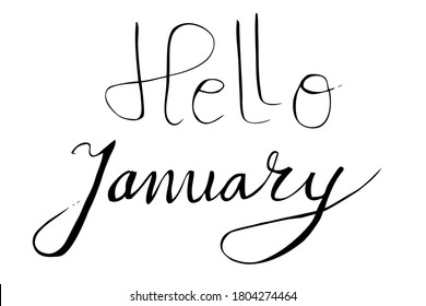 Simple Vector Hand Draw Sketch Lettering, Hello January
