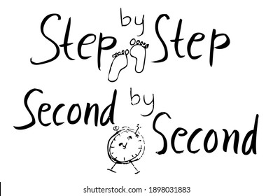 Simple Vector Hand Draw Sketch Lettering, Step By Step Second by Second 
