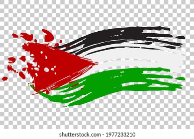 Simple Vector Hand Draw Sketch Banner Palestine Flag and blood, for Demonstration Needs at transparent Effect Background
