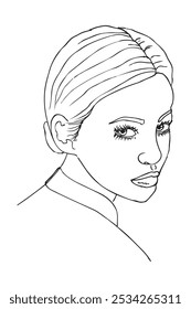 simple vector hand draw sketch of woman portrait face
