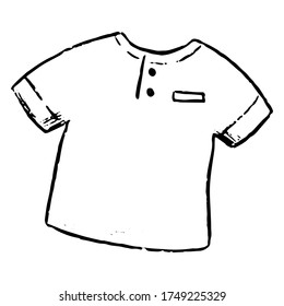 Simple vector hand drawn illustration. Men's summer shirt, t-shirt, polo. Graphic doodles, sketch, contour drawing isolated on white. Primitive single picture for design, print, card, poster, sticker.