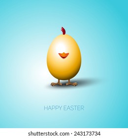 Simple vector Happy Easter card with bright brown egg on the color background