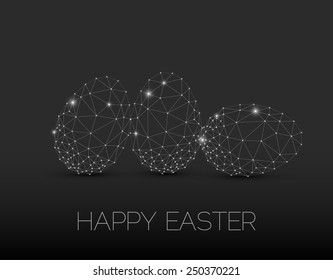 Simple vector Happy Easter card with polygonal egg - dark version