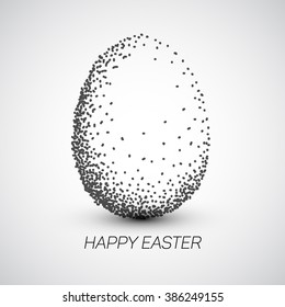 Simple vector Happy Easter card with egg made of small dots