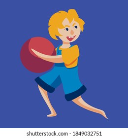 simple vector happy running and playing children illustration