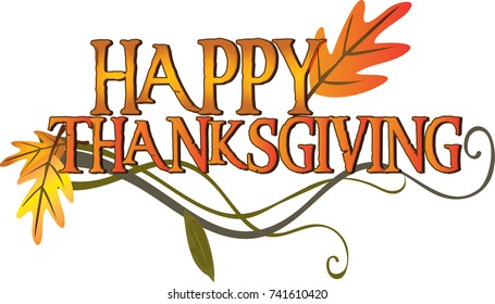 Simple Vector Happy Thanksgiving Logo isolated on a white background