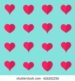 Simple vector heart flat icons origami style collection