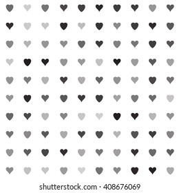 Simple vector hearts pattern. Monochrome stylized ticker background for paperhangings, wrapper, contexture, weft, fabric, cover. Black hearts pattern. Little hearts pattern. Modern hearts pattern. 