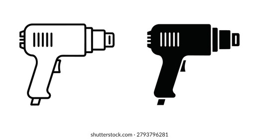 Simple vector a heat gun in two styles outline and solid fill. Ideal for DIY or repair concepts.